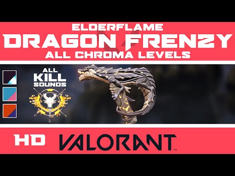 Elderflame Frenzy VALORANT Dragon Skin | All CHROMA COLORS + Buddy | Skins HD Showcase