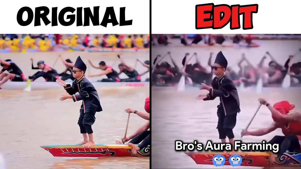 Boat Kid Aura Farming Original Video vs Edit (Pacu Jalur)