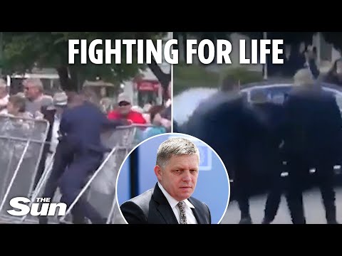 Horror moment Slovakian PM shot in stomach shown in new footage as 'gunman. 71' arrested