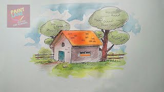 Learn How To Draw Cartoon House and Tree For BEGINNERS