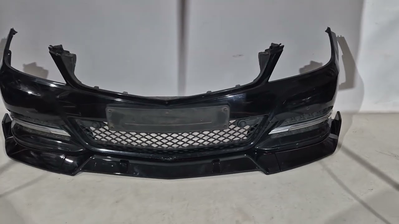 Mercedes C-class W204 2007-2015 рр. Накладка на передній бампер DPT V1 (2011-2015, чорний глянець) Video 2