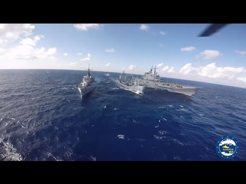 EUNAVFOR MED – operation SOPHIA flagship ITS Garibaldi replenishment at sea (RAS) with ITS Stromboli