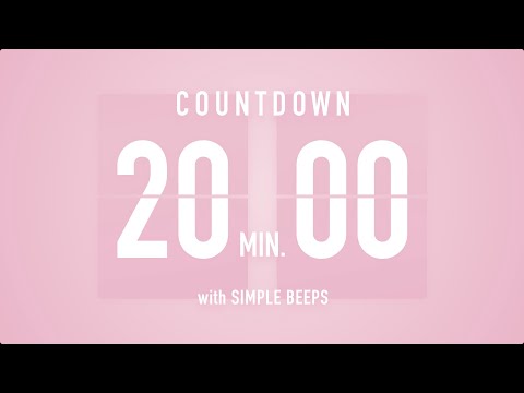 20 Min Countdown Flip Clock Timer / Simple Beeps 🌸🔔