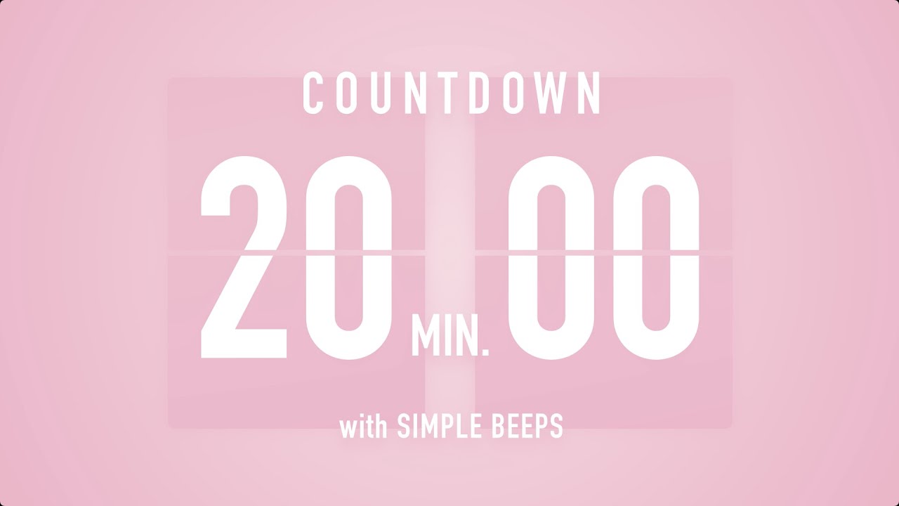 20 Minute Countdown Timer 🌸 Flip Clock with Simple Beeps 🔔