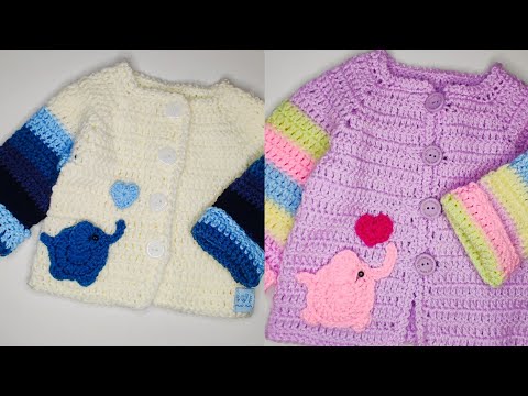 Crochet #110 How to crochet easy baby cardigan / jumper