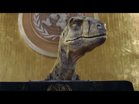 Vor UN-Klimakonferenz: Dino warnt Menschen vor der Klimakatastrophe