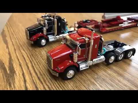 KW T800, Fontaine Magnitude Lowboy, Bunk & Elk River 6-Axle Hydra-Steer Bridge Beam Trailer & load
