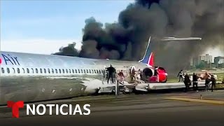 Hablan los pasajeros del avión incendiado en Miami | Noticias Telemundo