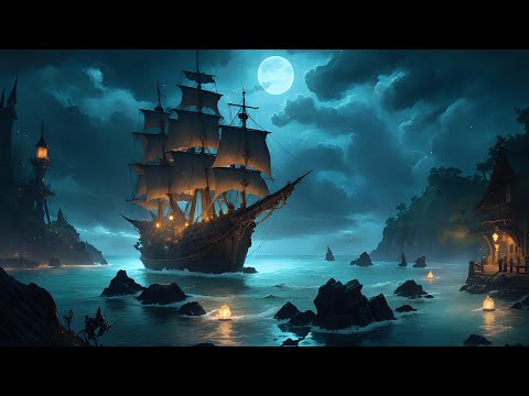 Haunted Pirate Island Ambience with Wave Sounds, Ship Sounds, & Spooky Ghost Sounds 👻