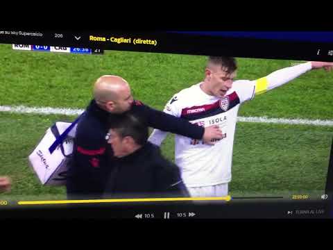 Barella bestemmia perché si rompe un dito! Roma- Cagliari 1-0