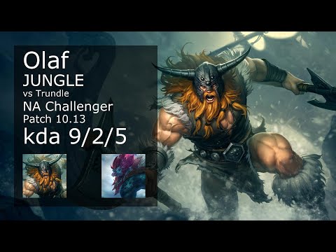 Olaf vs Trundle Jungle - NA Challenger 9/2/5 Patch 10.13 Gameplay
