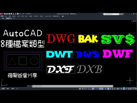 AutoCAD 8種類型的檔案 DWG BAK SV$ DWT DWS DXF DXB DWF