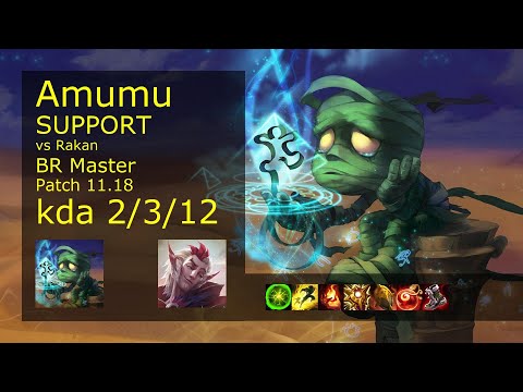 Amumu Support vs Rakan - BR Master 2/3/12 Patch 11.18 Gameplay
