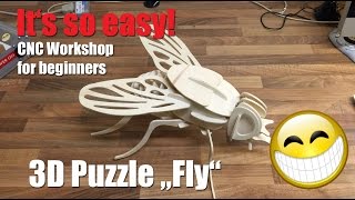 Next3D CNCチュートリアル3Dパズル「Fly」 - GoCNC.deによるとても簡単なワークショップ