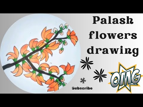 How to draw a Palash Flowers Drawing in step by step//latest flowers drawing and beautiful flowers.