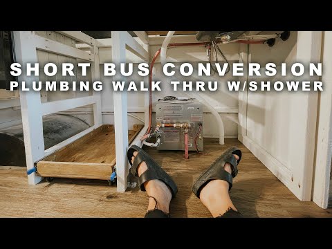 Short Bus Conversion With Shower Plumbing Walk Through | SKOOLIE SHOP @LeaveHerWild COLLAB