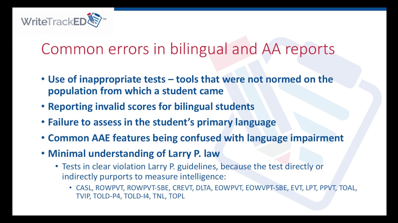 SLI Eligibility and Legally Defensible Assessments