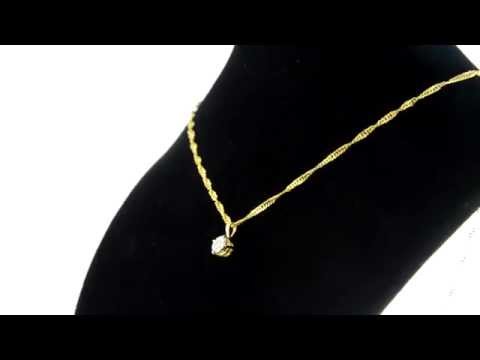 Solid Yellow Gold 0.07CTS Genuine Diamonds Twisted Solitaire Necklace