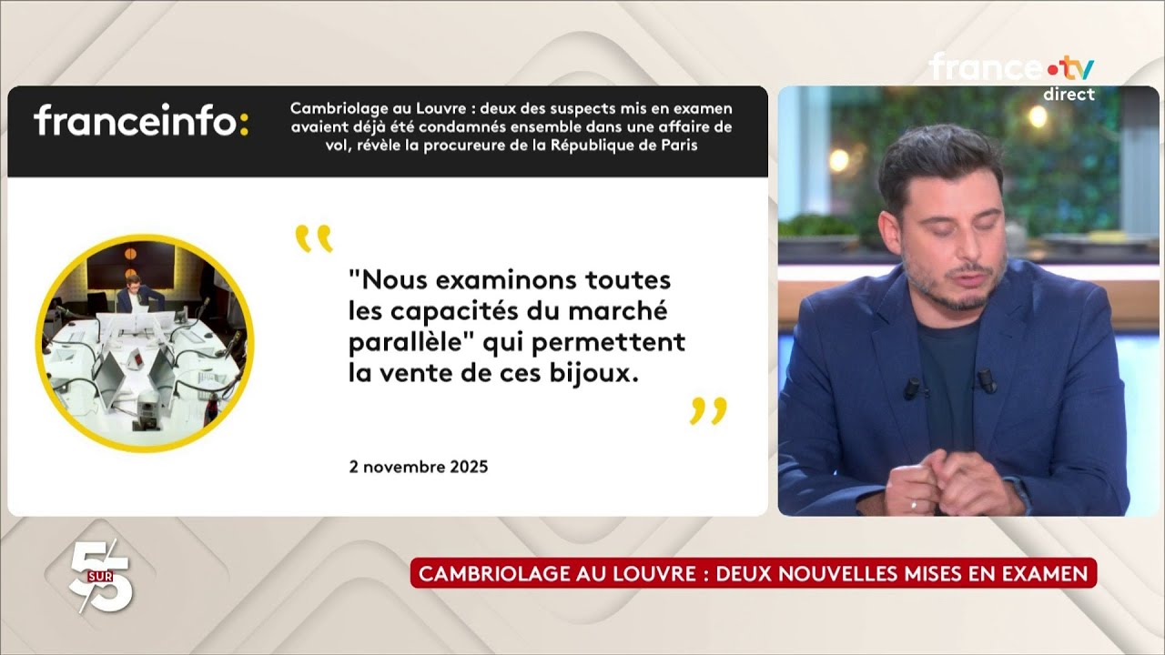 Cambriolage au Louvre : deux nouvelles mises en examen - Le 5/5 de Lorrain Sénéchal