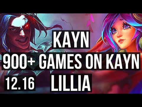 KAYN vs LILLIA (JNG) | 16/1/7, 900+ games, 1.3M mastery, Legendary | EUW Master | 12.16