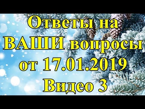 Ответы на ВАШИ вопросы от 17.01.2019. Видео 3.