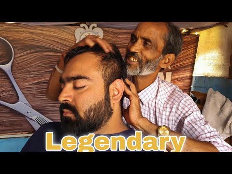 Manoj Master Head Massage & white beard removal - Legendary Indian barber 💆‍♂️💈Asmr💈