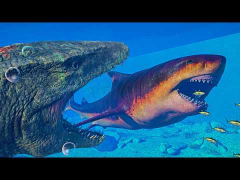 Megalodon vs Mosasaurus! "HUNT & FIGHT" vs ALL Marine Sea Monsters!