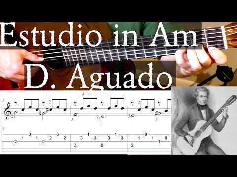 ESTUDIO IN A MINOR - Dionisio Aguado - Full Tutorial with TAB - Fingerstyle Guitar