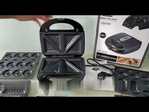 Мультипекарь 6 в 1 мультимейкер 6в1 Opera OP-909 гриль сэндвичница, вафельница, орешница, печенья, сосиски - фото 1 - id-p2565571429