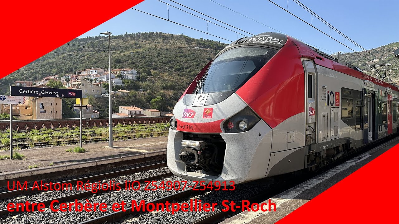 SNCF - UM Alstom Régiolis Z54907-Z54913 entre Cerbère et Montpellier Saint-Roch