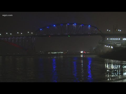 Bills light show on the Peace Bridge