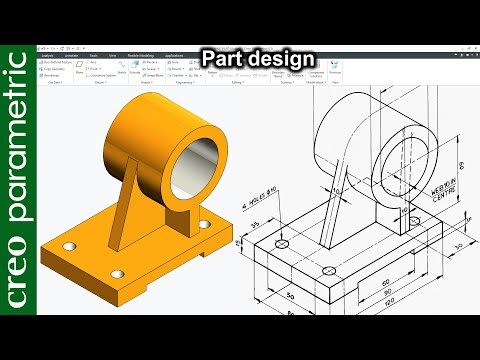 Creo part modeling tutorial Machine part-16 in Creo Parametric