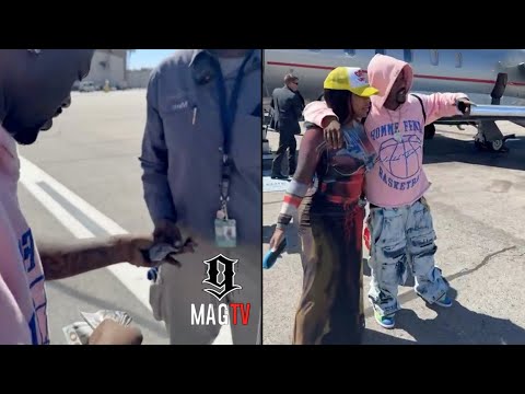 Ray J Passes Out $100 Dollar Bills On The Tarmac While Flying Sukihana Out To Las Vegas! ????