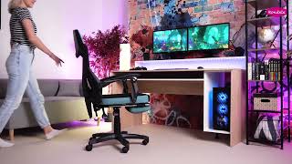 Kancelárske, herné kreslo, čierna a zelená sieťovina, JORIK