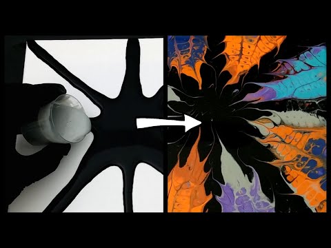Acrylic Pouring Abstract Fluid Art Chameleon Cells and Negative Space