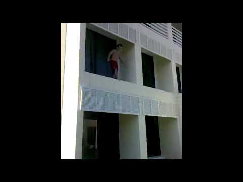Balcony jump into pool