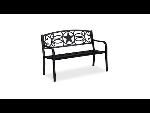 Banc de jardin étoile Noir - Métal - 127 x 87 x 55 cm