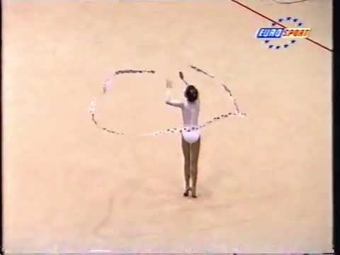 Teodora Alexandrova. Ribbon final. European Rhythmic Gymnastics Junior Championships. Prague 1995
