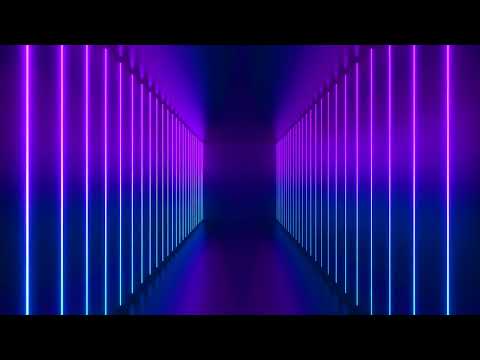 Corridor Tunnel Sci-fi LED Blue Purple Neon Lights Background - 1 Hour