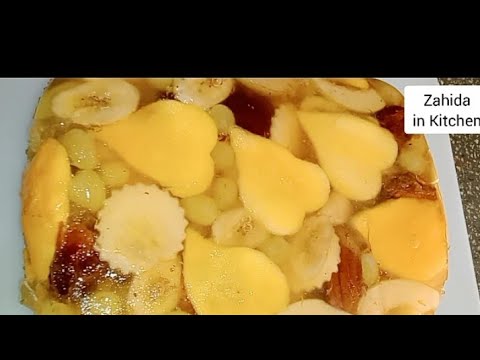 Glass Cake / Fruit Cake with gelatin/  Amazing gelatin cake by Zahida In Kitchen.