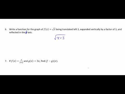 Chapter 1 Functions Test Review Solutions
