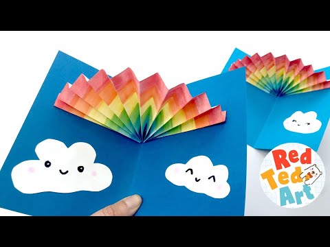 Easy Rainbow Pop Up Card - Learn how to make easy 3d Cards for Kids - 3d Rainbow