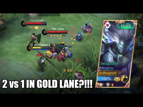 TOP GLOBAL MOSKOV VS 2 ENEMIES IN GOLD LANE! HOW TO OUTPLAY THIS KIND OF SITUATION?! MLBB