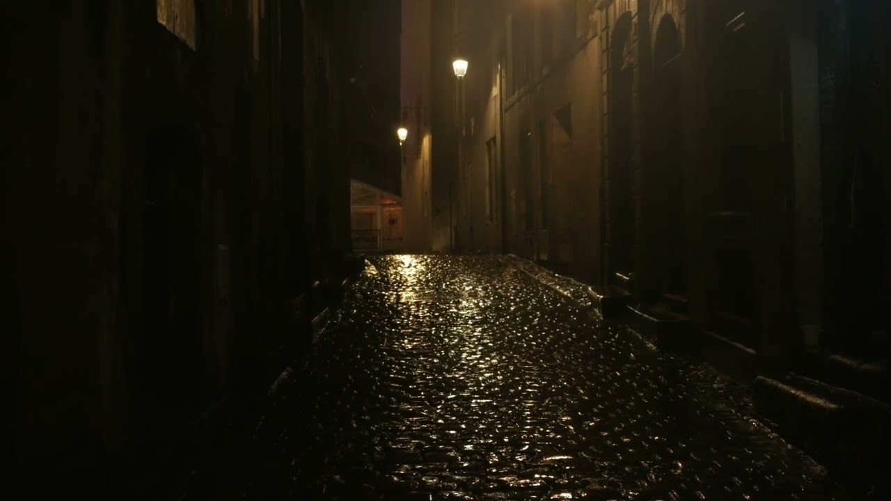 Soothing Gentle Spring Rain in the Street at Night  10 Hours of Relaxation and Sleep Sounds