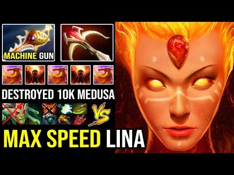 Even Max Item Medusa Can't Stand 1v1 with this Machine Gun Lina | EPIC Rapier + Daedalus DotA 2