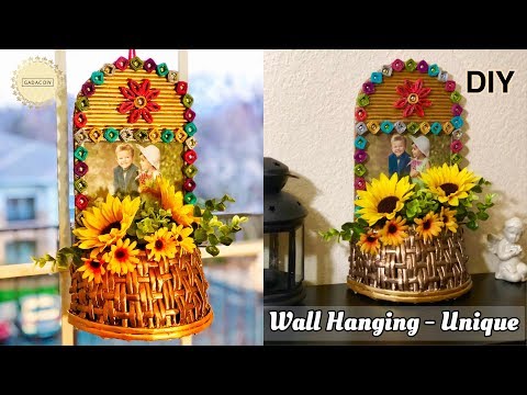 Newspaper Wall Hanging Craft Ideas | Photo Frame with Flower Basket | Newspaper Craft Ideas Easy Video
