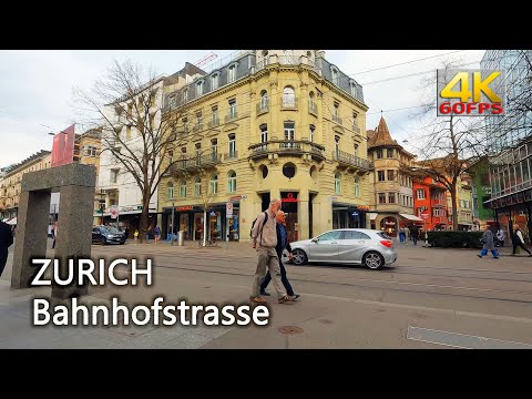 Caminhe pela Bahnhofstrasse Zurique (Street Sound ASMR)