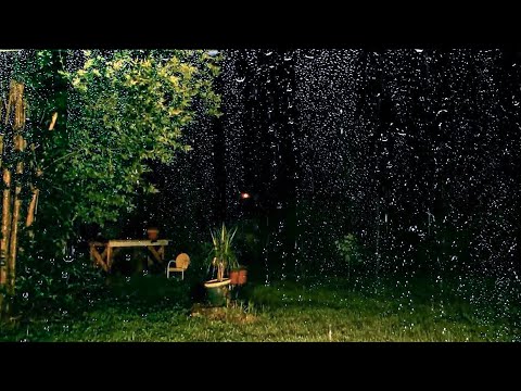 Шум дождя без грома в ночи. 10 часов ливня в летнем саду для сна