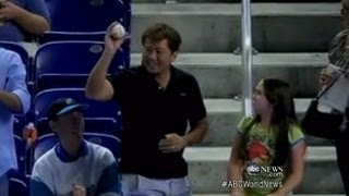 Man Takes Foul Ball From Little Girl | ABC World News Tonight | ABC News