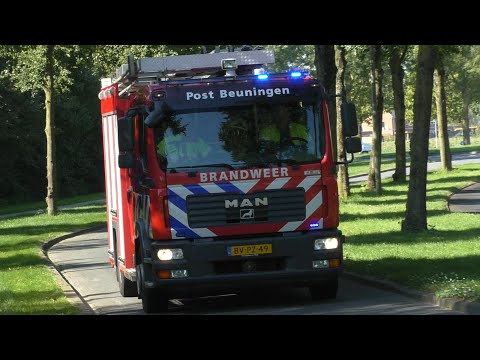 Tankautospuit 08-4231 met spoed naar verschillende meldingen in Beuningen